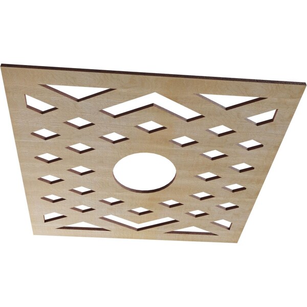 Chevron Wood Fretwork Pierced Ceiling Medallion, Birch, 16OD X 4 1/8ID X 1/4T